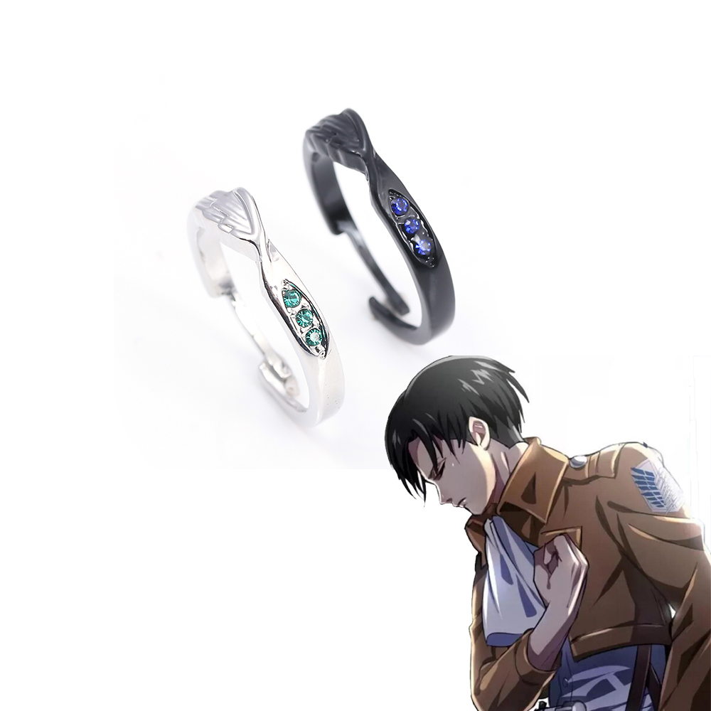 Levi Jewelry & Watches Inc - アニメ進撃の巨人リングアニメキャラクターエレンリヴァイコスプレ小道具調節可能な金属リング女性男性ジュエリーチャームギフト