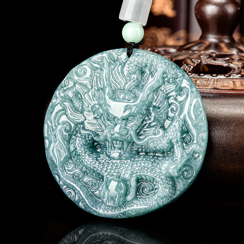Necklace Pendant - ビルマ翡翠ドラゴンペンダントネックレス女性へのギフトファッションアクセサリー天然宝石ヴィンテージビルマ翡翠本物のジュエリー