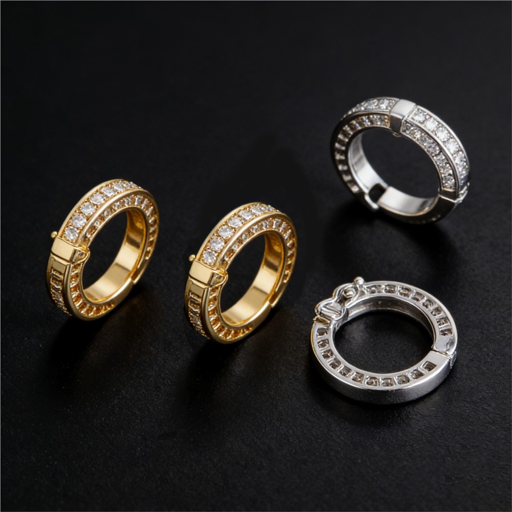 Pearl Necklace - 2 個ラウンドコネクタバックルパールクラスプファスナーとジルコンキーホルダー DIY ブレスレットネックレスキーホルダー作成アクセサリー用