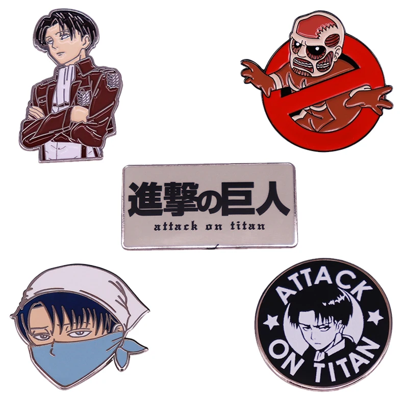 Levi Jewelry & Watches Inc - エナメルラペル,タイタン,レヴィアッカーマン,巨大なタイタン,クールな測量隊,アニメの男の子のブローチ,バッジ,ジュエリーアクセサリー