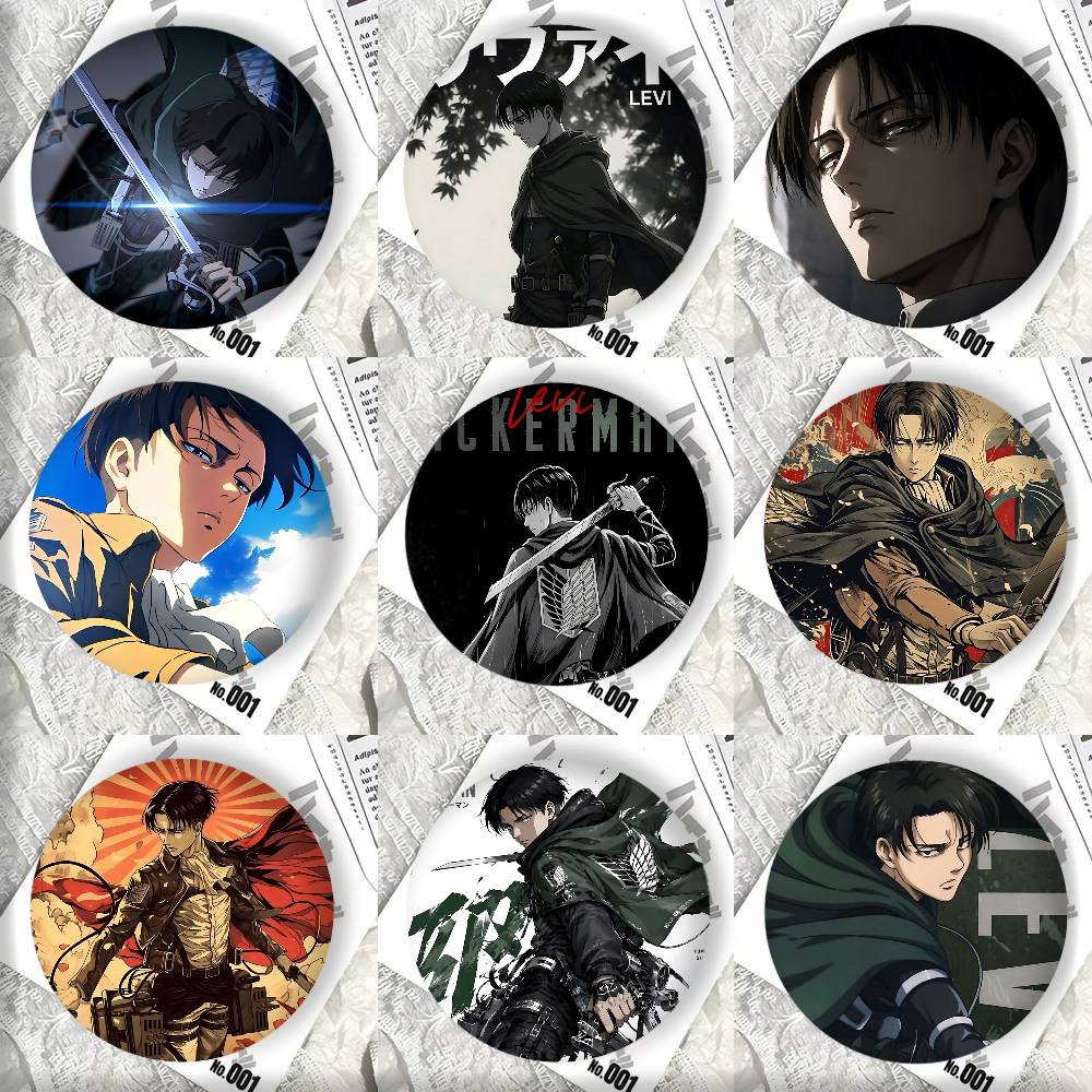 Levi Jewelry & Watches Inc - リヴァイ・アッカーマンアニメ A-進撃の巨人ラウンドバッジラペルピンバックパック衣類ジュエリーアクセサリーギフトブローチ