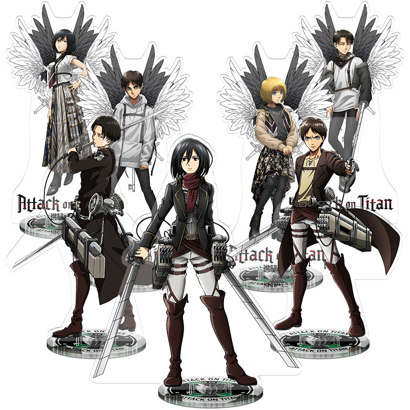 Levi Jewelry & Watches Inc - 進撃の巨人自由の翼リヴァイ、ミカサ、エレンアニメアクリル漫画フィギュアディスプレイスタンドモデルプレートキーホルダージュエリー