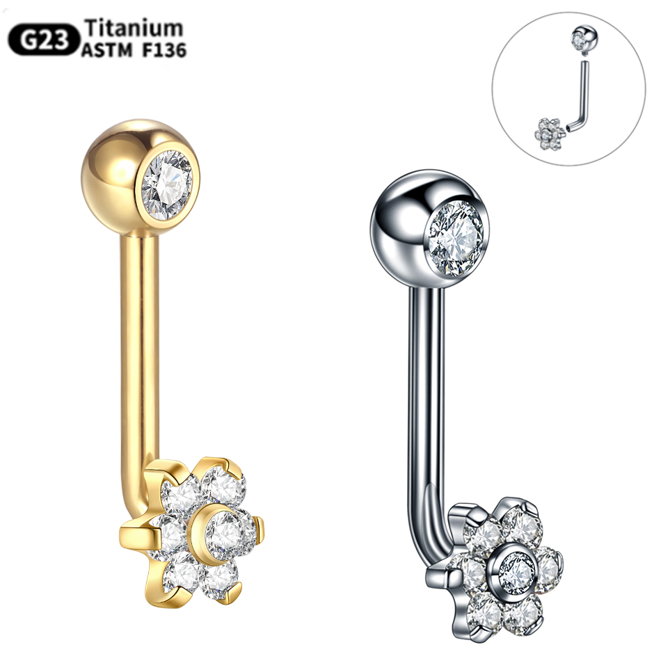 Christina Jewelry & Watches Marguerite Ørestik Forgyldt Sølv - 1PC チタンクリスティーナピアス花垂直フード親密なピアスゴールドカラーのセクシーな腹リング表面ジュエリー男性女性のための