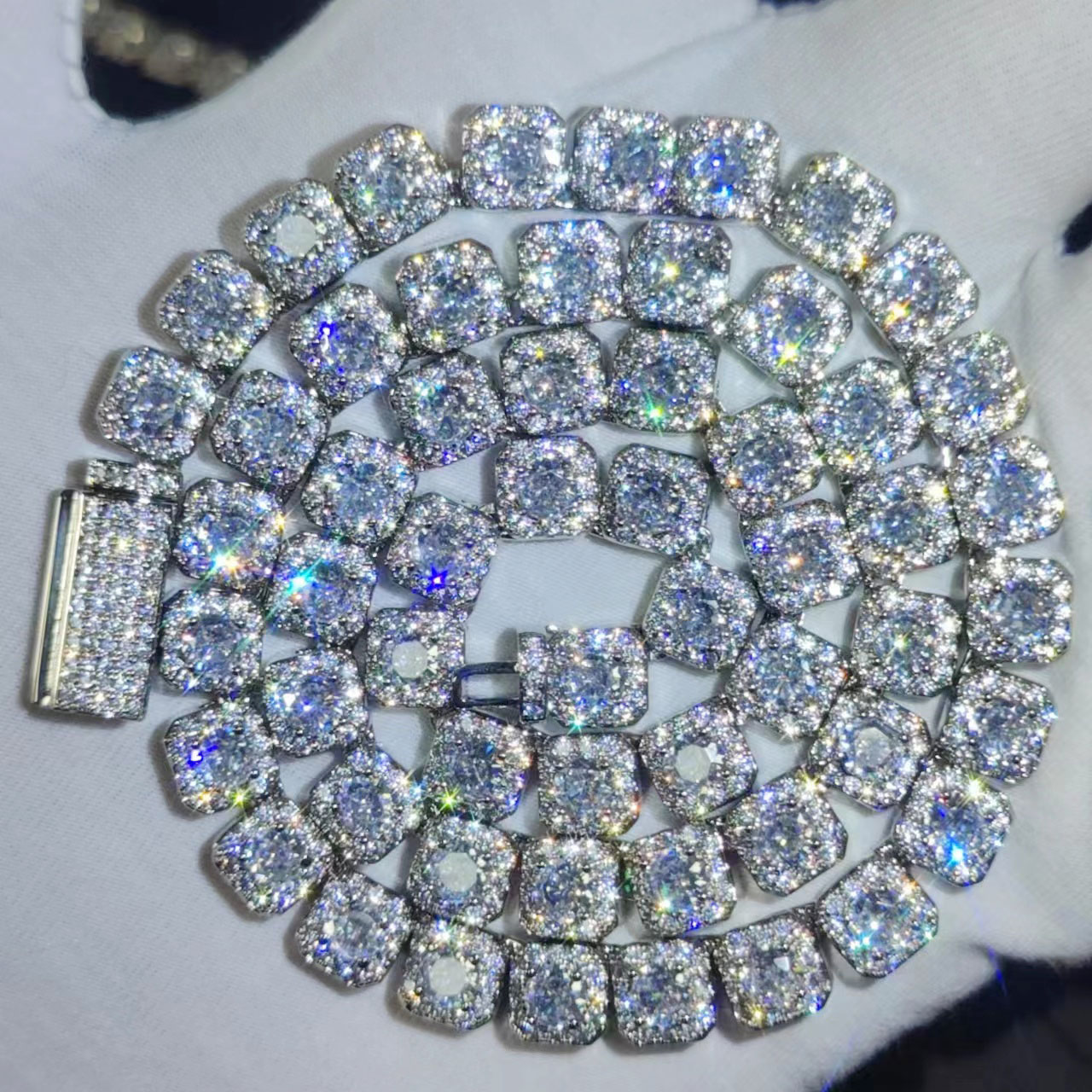 Tennis Bracelet Cubic - HHIOK クラスターダイヤモンドテニスチェーンマイアミテニスリンクブレスレット女性用 7 ミリメートルアイスアウト CZ キューバネックレスヒップホップジュエリーギフト