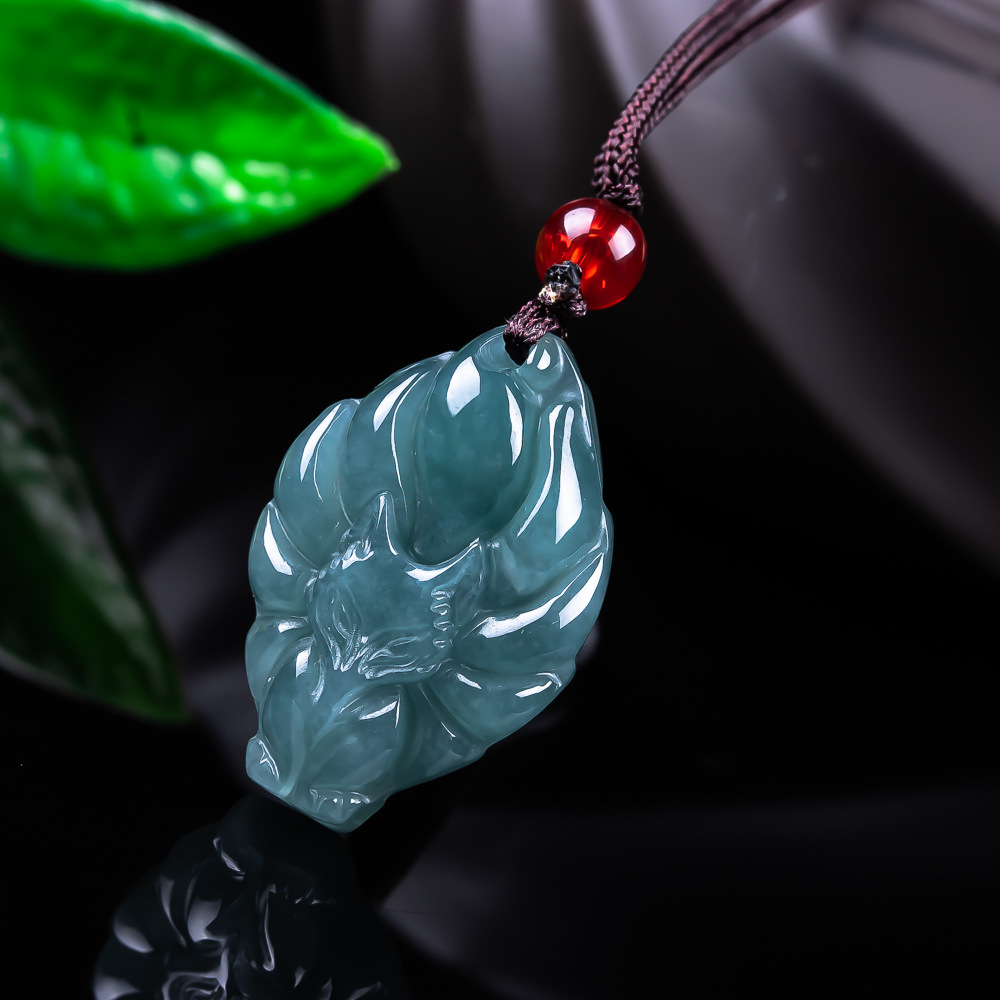 Necklace Pendant - 天然ビルマ翡翠フォックスペンダントネックレスヴィンテージアクセサリー宝石本物の翡翠デザイナーファッションジュエリー女性へのギフト