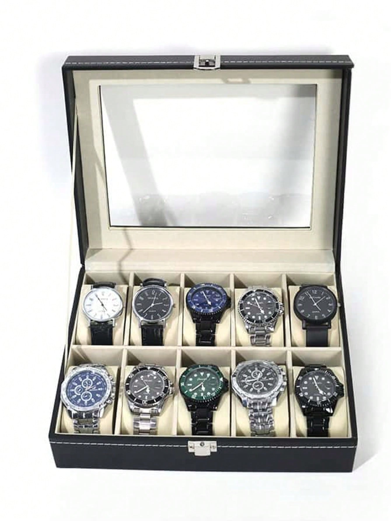 Jewelry Style Watches - ロック付きレザー時計ボックス、大容量時計ディスプレイケース、男性女性用高級ジュエリー収納オーガナイザー、ホームバニティドレッサー