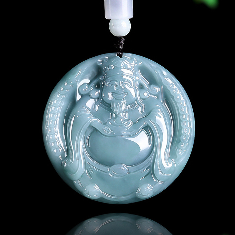 Necklace Pendant - ビルマ翡翠の富の神様のペンダントネックレスチャーム、ヴィンテージデザイナーの本物のジュエリー、ビルマ翡翠の女性への贈り物
