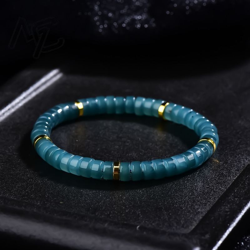 Charm Bracelet Beads - 天然翡翠ブルーウォーターそろばんビーズスペーサーブレスレット高級品質ジュエリーファッションジュエリー絶妙なチャームギフト券