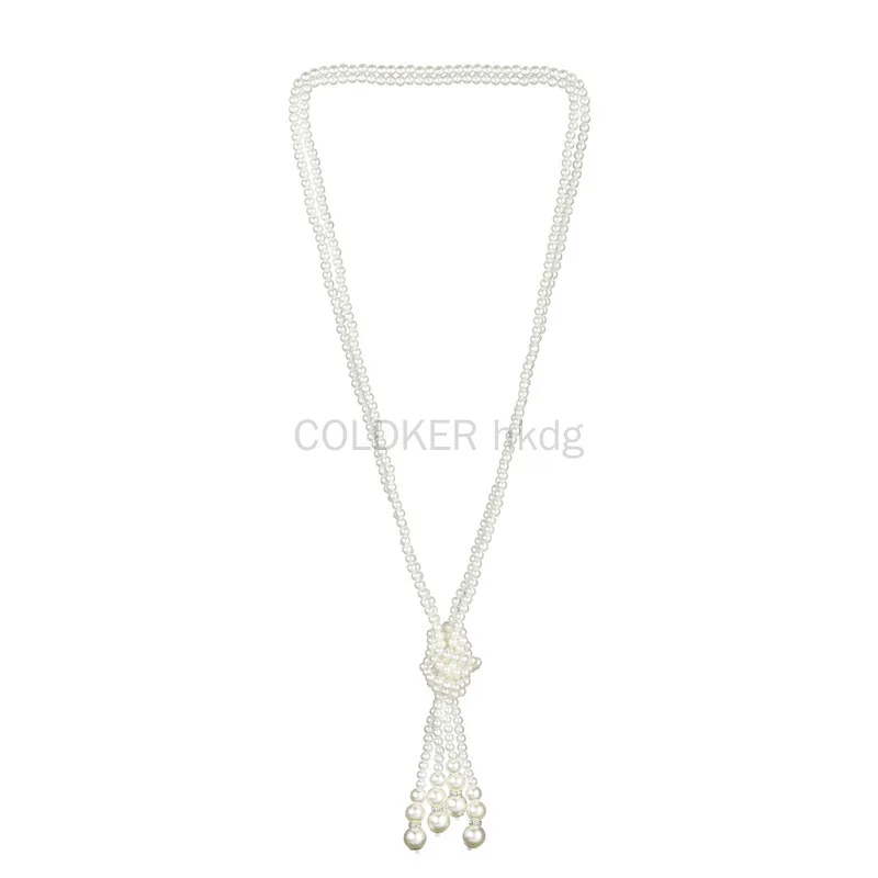 Pearl Necklace - 1920年代風パールネックレス フェイクパール ギャツビーアクセサリー ヴィンテージパーティーコスチュームジュエリー ホワイトロングネックレス レディース