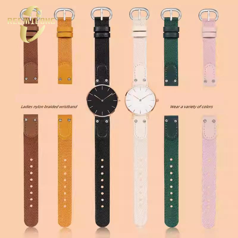 Daniel Wellington Watches & Jewelry Online Store - 女性用ナイロンキャンバスウォッチストラップ,dw daniel wellington,スプリングパステル,ピンク,オフホワイト,ブラック,グリーン,リベット,12mm, 14mm