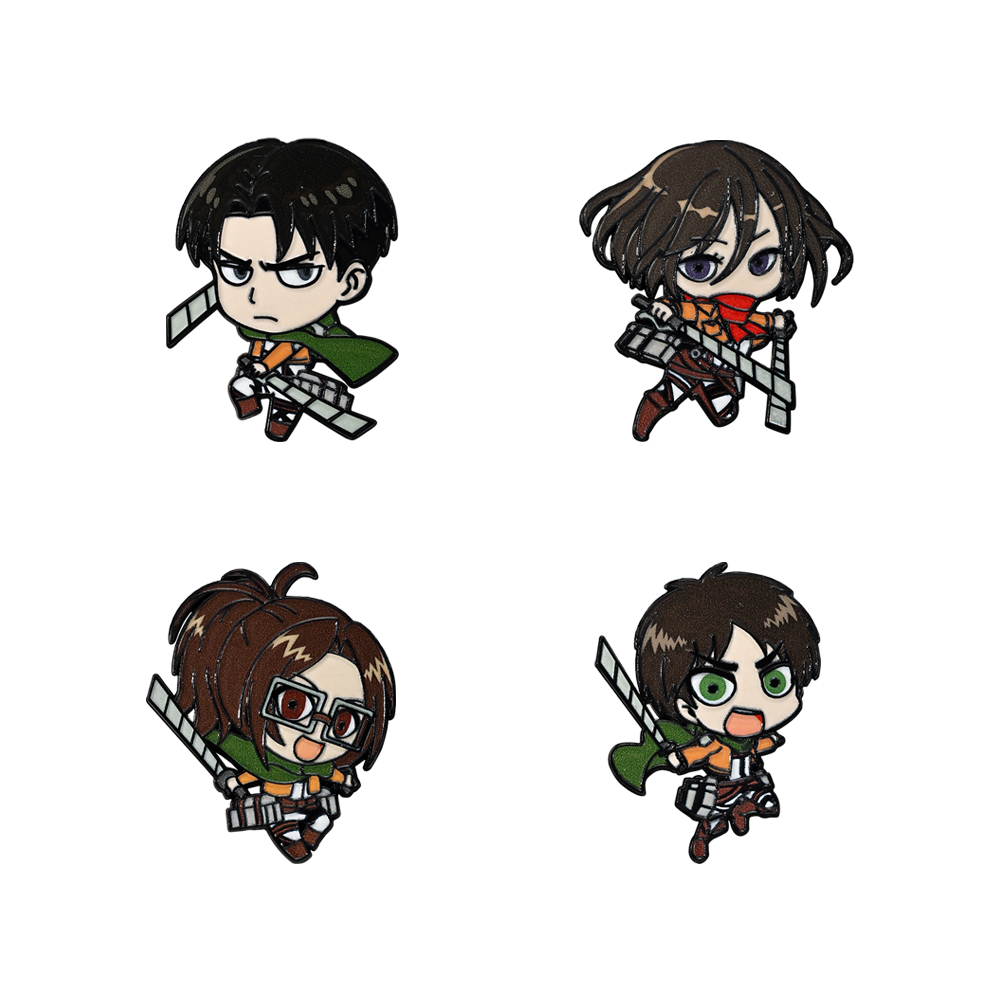 Levi Jewelry & Watches Inc - 4個セット 調査兵団 エナメルピンセット アニメ漫画キャラクター ラペルピン ハンジ・ゾーイ