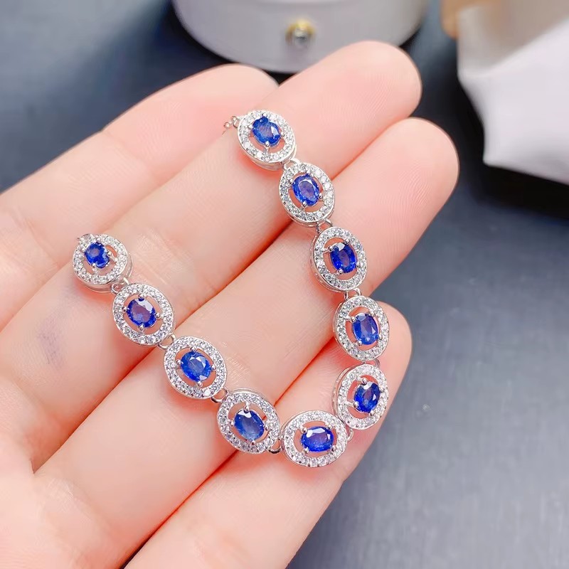 Al Ain Jewelry & Watches Exhibition 2025 - KJJEAXCMY ファインジュエリー 925 スターリングシルバー天然サファイア宝石レディースブレスレットデラックスバージョン、ガールフレンドの誕生日に送る