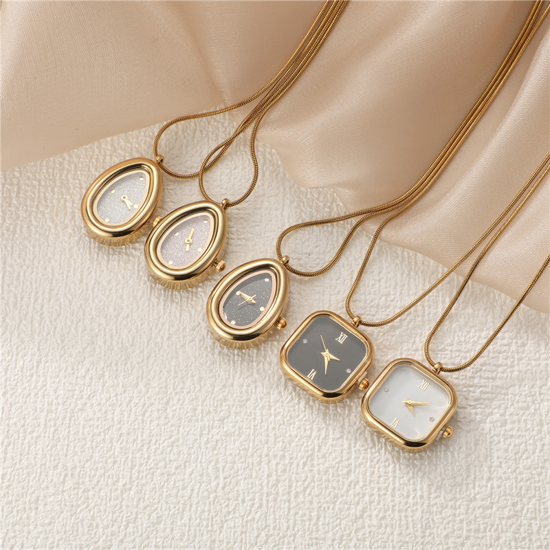 Vintage Jewelry Watches Women - ファッションヴィンテージスクエアドロップステンレススチールネックレスウォッチメンズレディースDIY製作ネックレスジュエリーギフト卸売