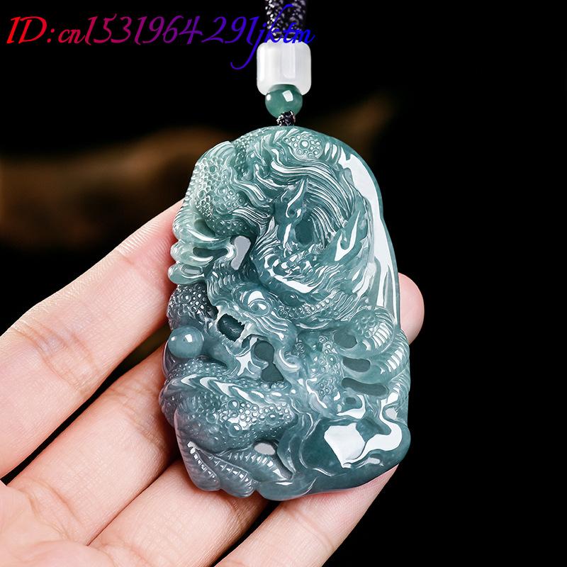 天然ビルマ翡翠ドラゴンペンダントネックレス高級ジュエリーファ - Necklace Pendant のレビューと価格