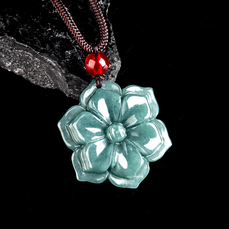 ビルマ翡翠フラワーペンダントネックレスストーンファッションア - Necklace Pendant のレビューと価格