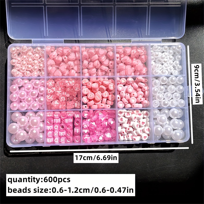 10個入りピンクアルファベットボックス、アクリルビーズ、手作 - Charm Bracelet Beads のレビューと価格
