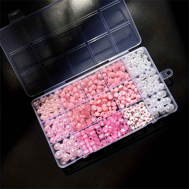 10個入りピンクアルファベットボックス、アクリルビーズ、手作 - Charm Bracelet Beads のレビューと価格