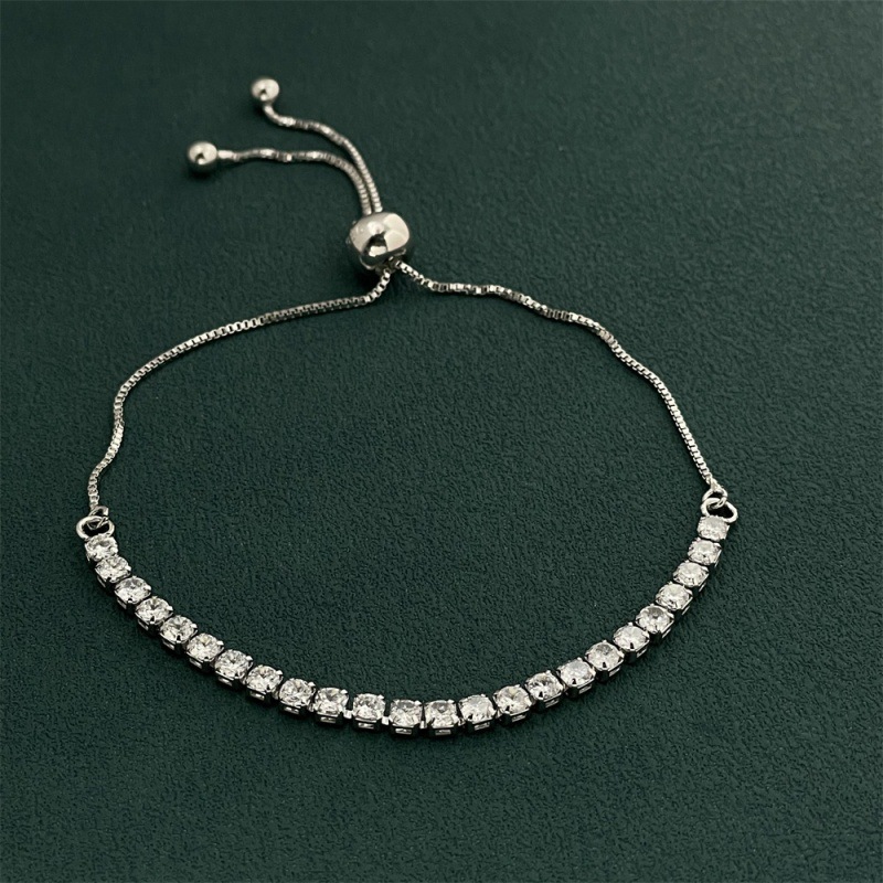 925 スターリングシルバーの調節可能なテニスブレスレット、 - Tennis Bracelet Cubic のレビューと価格