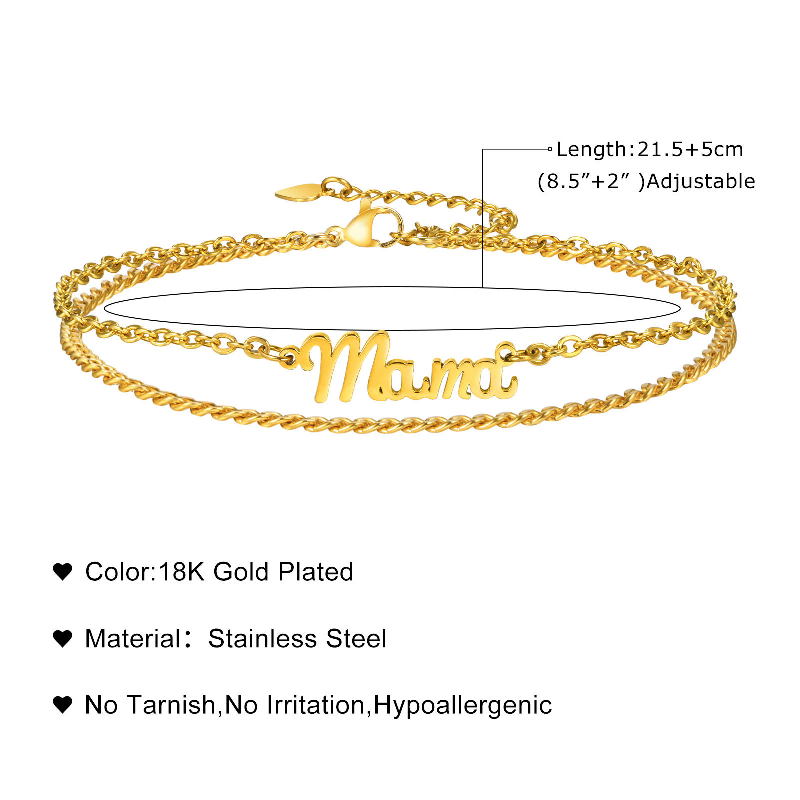 Vnox-女性用にカスタマイズされた名前のアンクレット,ゴー - Anklet Foot Chain のレビューと価格