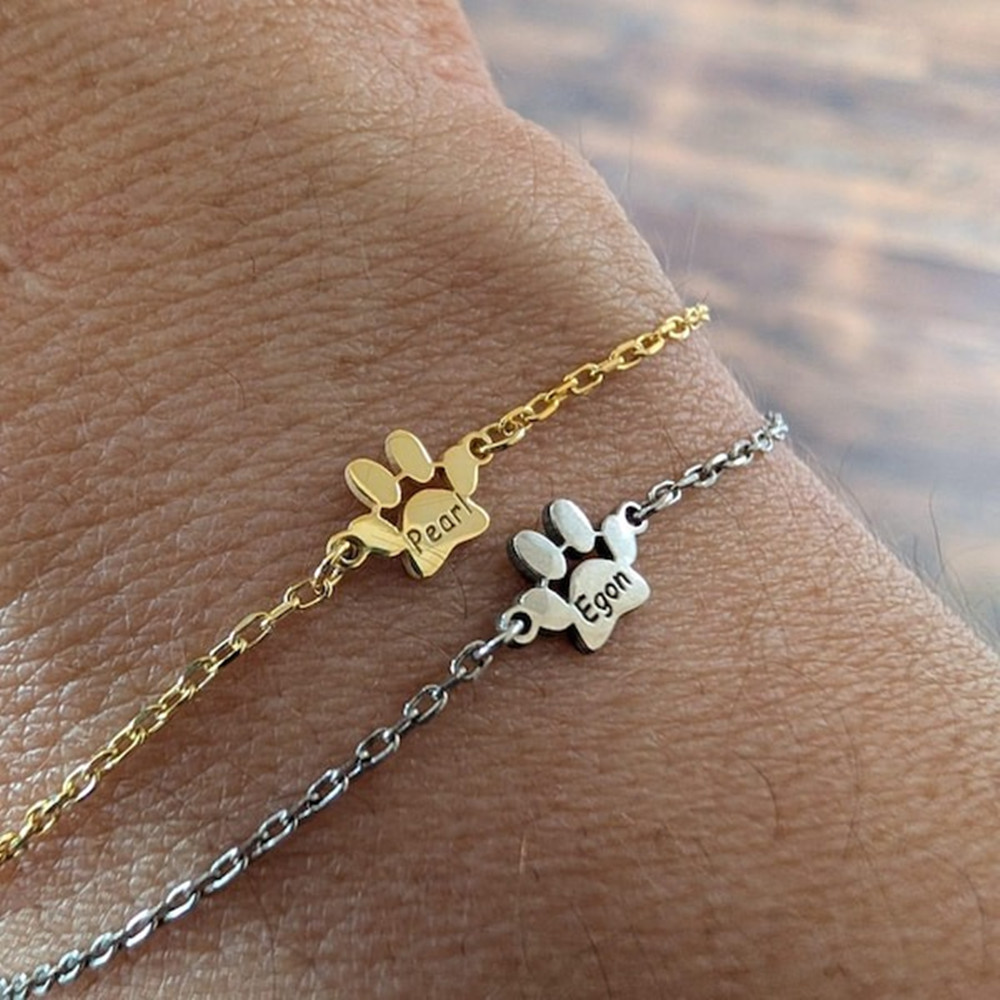 カスタム足跡アンクレットブレスレット ステンレス鋼 1-4名 - Anklet Foot Chain のレビューと価格