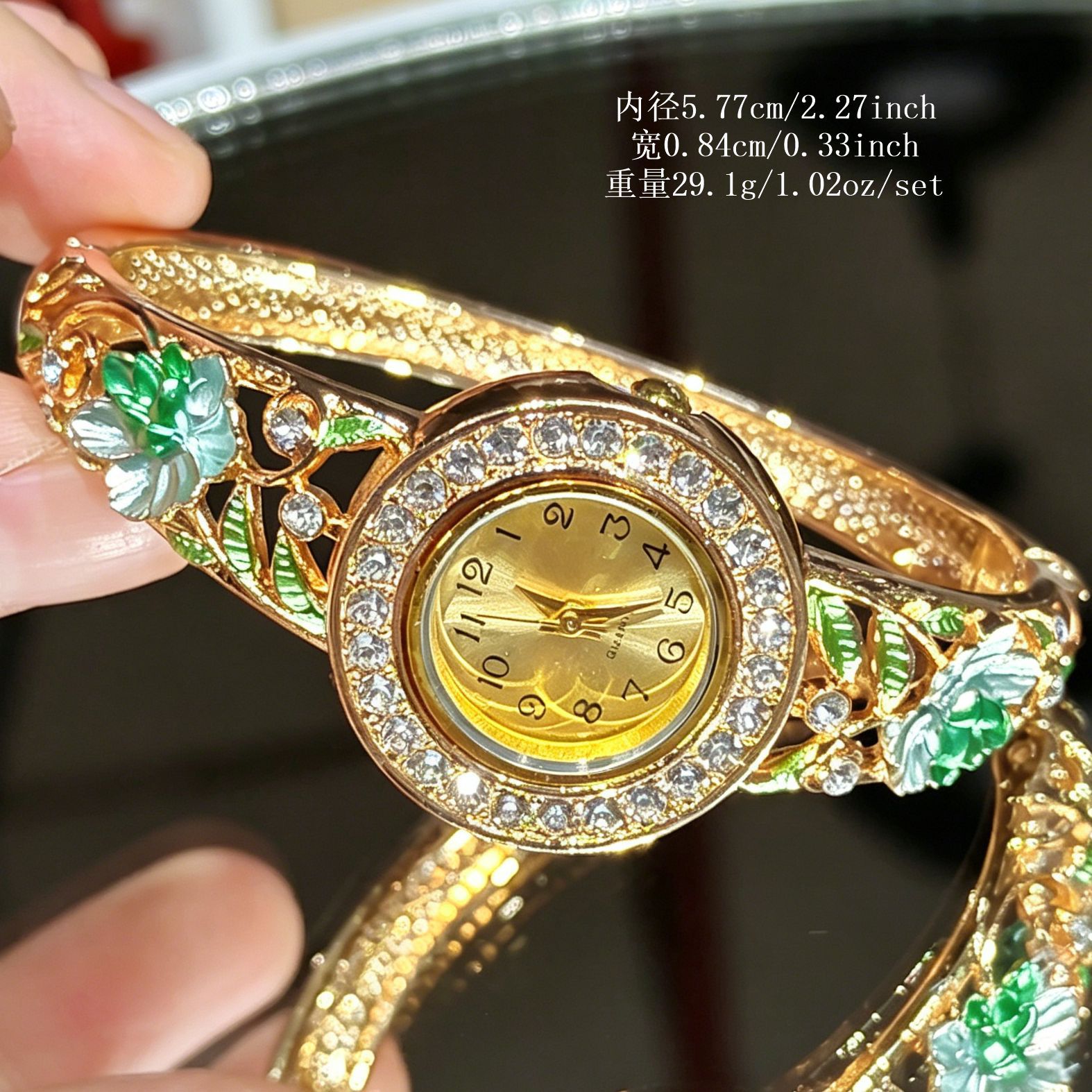 ヴィンテージゴールドエナメルフラワー腕時計 女性用 ホローラ - Vintage Jewelry Watches Women のレビューと価格