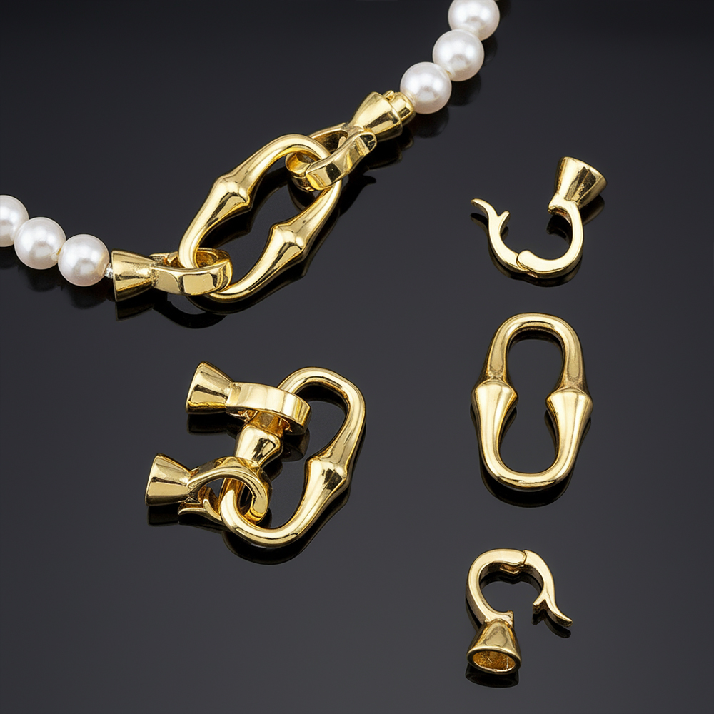 1 個銅ゴールドカラーメッキ双頭竹ジョイントバックルパールネ - Pearl Necklace のレビューと価格