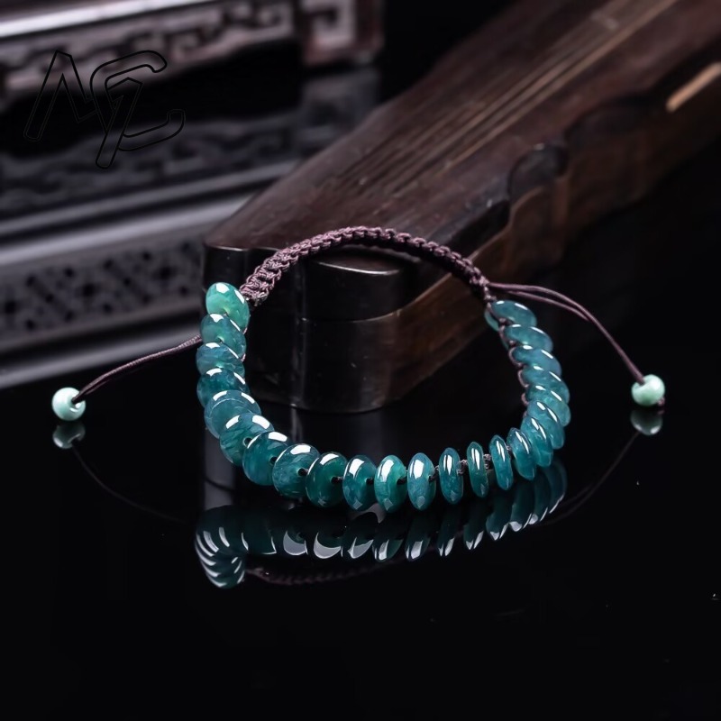 天然の本物のエメラルドブルーウォーター算盤ビーズブレスレット - Charm Bracelet Beads のレビューと価格