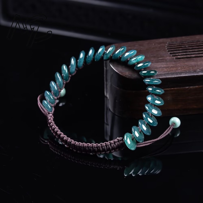 天然の本物のエメラルドブルーウォーター算盤ビーズブレスレット - Charm Bracelet Beads のレビューと価格
