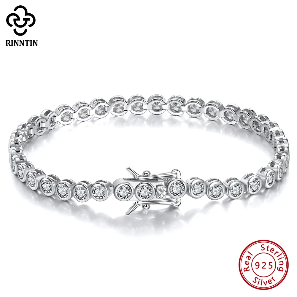 Rinntin 光沢のあるテニスブレスレット 925 スター - Tennis Bracelet Cubic のレビューと価格