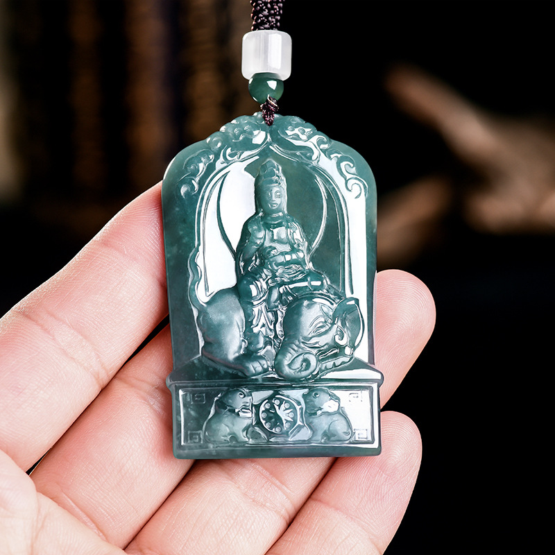 天然ビルマ翡翠観音ペンダントネックレスチャームジュエリーデザ - Necklace Pendant のレビューと価格