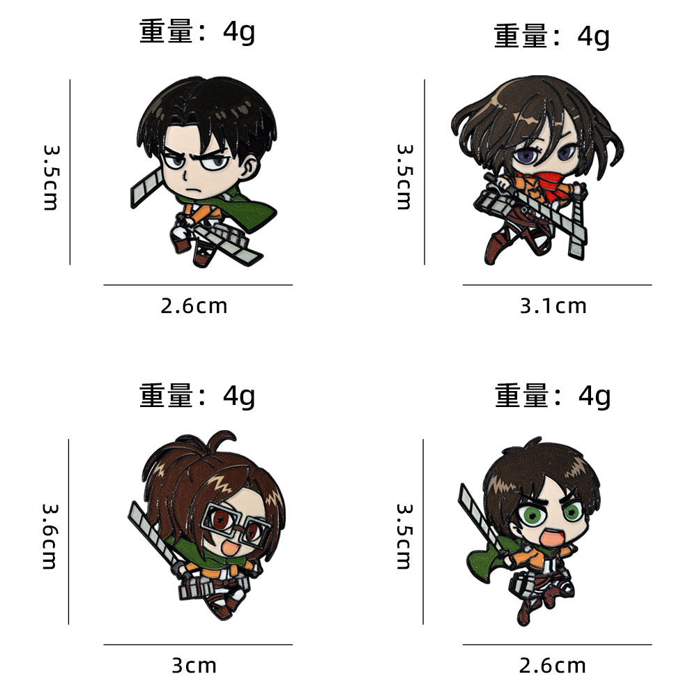 4個セット 調査兵団 エナメルピンセット 漫画キャラクター  - Levi Jewelry & Watches Inc のレビューと価格