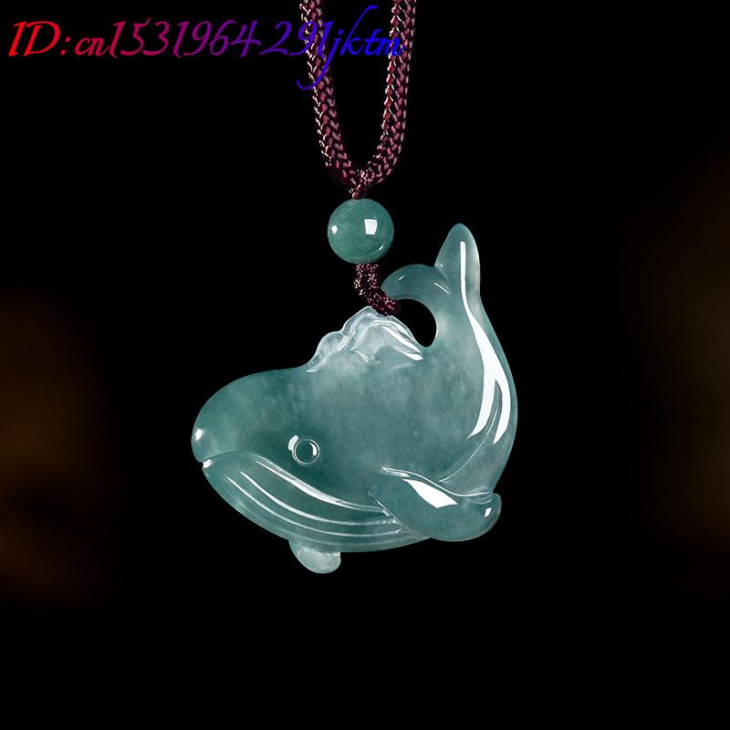 天然ビルマ翡翠クジラペンダントネックレスアクセサリー本物の翡 - Necklace Pendant のレビューと価格