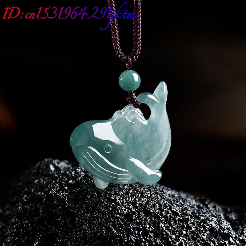 天然ビルマ翡翠クジラペンダントネックレスアクセサリー本物の翡 - Necklace Pendant のレビューと価格