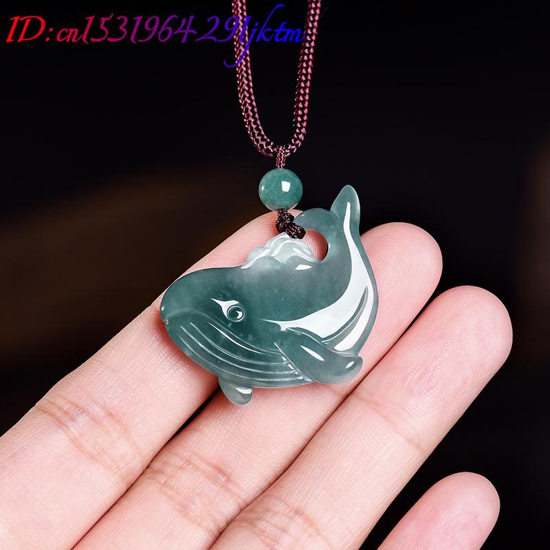 天然ビルマ翡翠クジラペンダントネックレスアクセサリー本物の翡 - Necklace Pendant のレビューと価格
