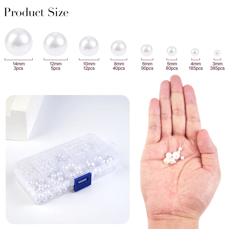 800個入り人工フェイクパール樹脂ビーズキット、丸型パールビ - Pearl Necklace のレビューと価格