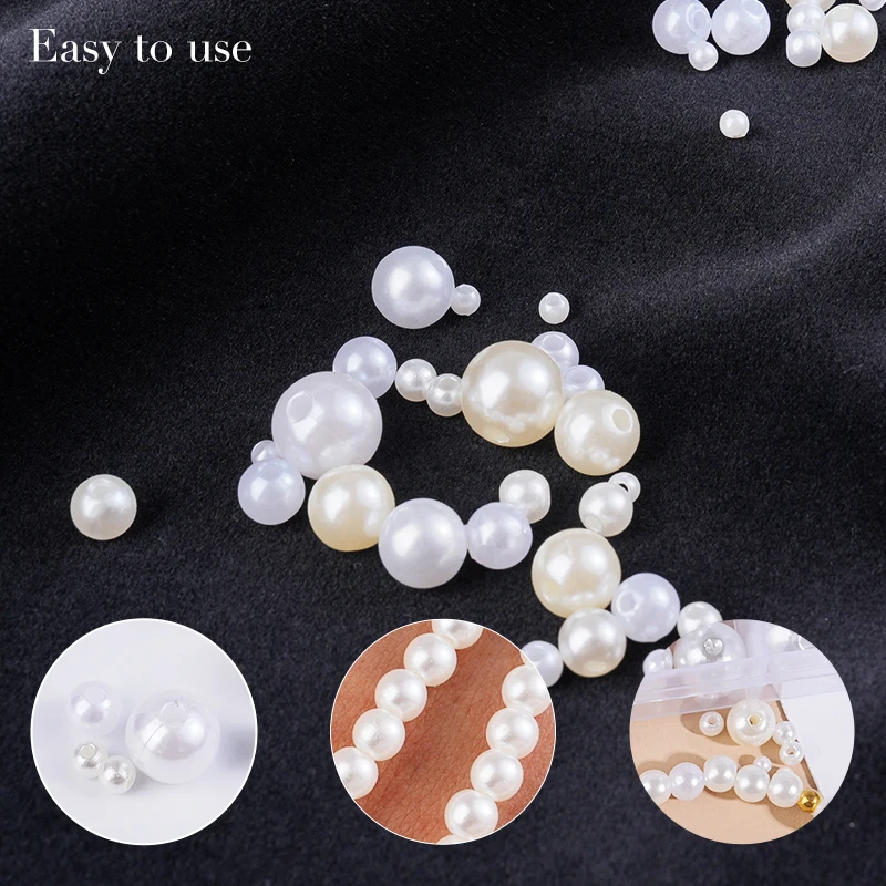 800個入り人工フェイクパール樹脂ビーズキット、丸型パールビ - Pearl Necklace のレビューと価格