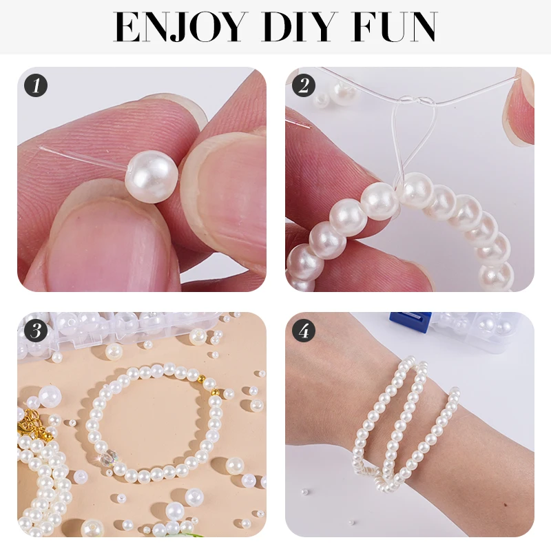 800個入り人工フェイクパール樹脂ビーズキット、丸型パールビ - Pearl Necklace のレビューと価格
