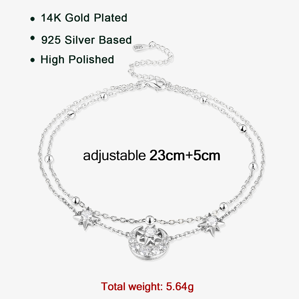 APIR スパークリング モアサナイト スター ムーン アン - Anklet Foot Chain のレビューと価格