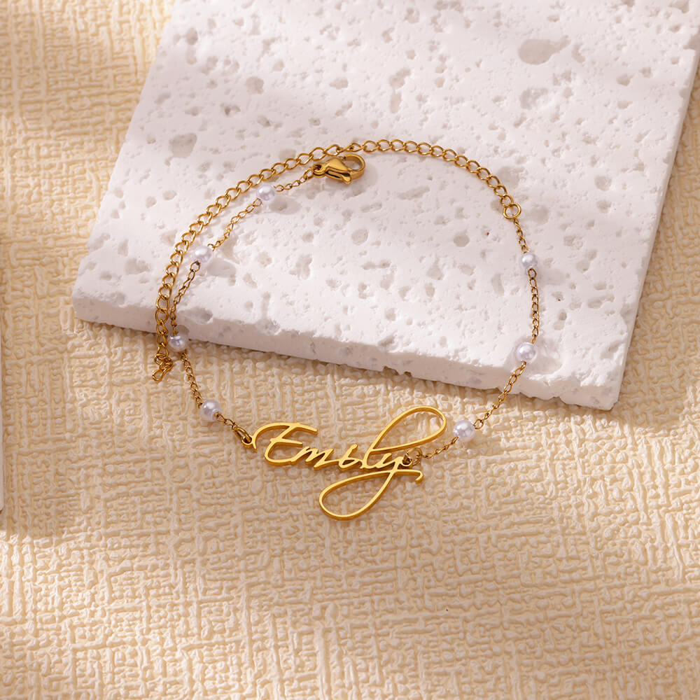 カスタム名アンクレット女性のためのステンレス鋼模造パールチェ - Anklet Foot Chain のレビューと価格