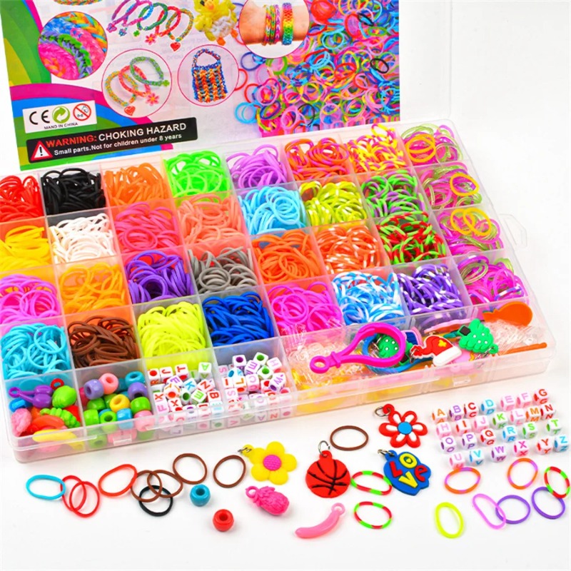 4300個以上+32色の鮮やかなカラーゴムバンド詰め合わせ  - Charm Bracelet Beads のレビューと価格