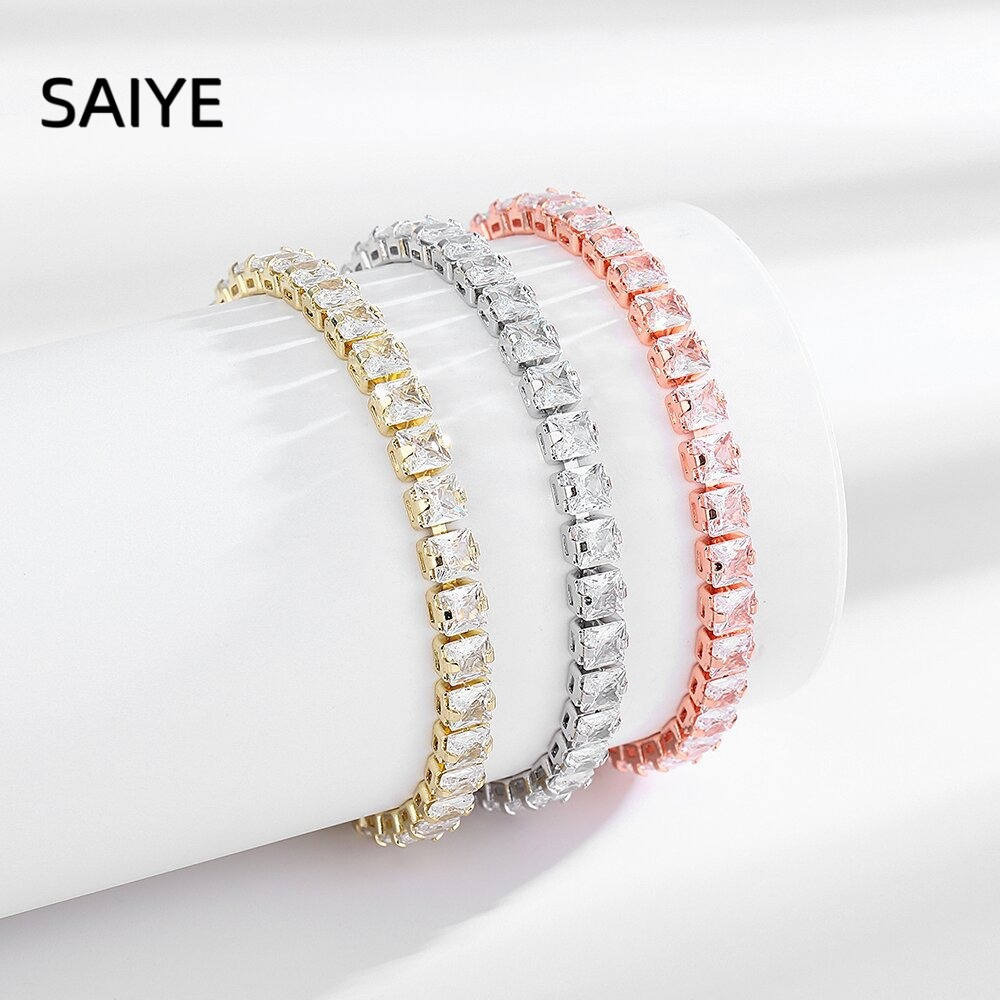 925スターリングシルバーテニスブレスレット、輝くキュービッ - Tennis Bracelet Cubic のレビューと価格