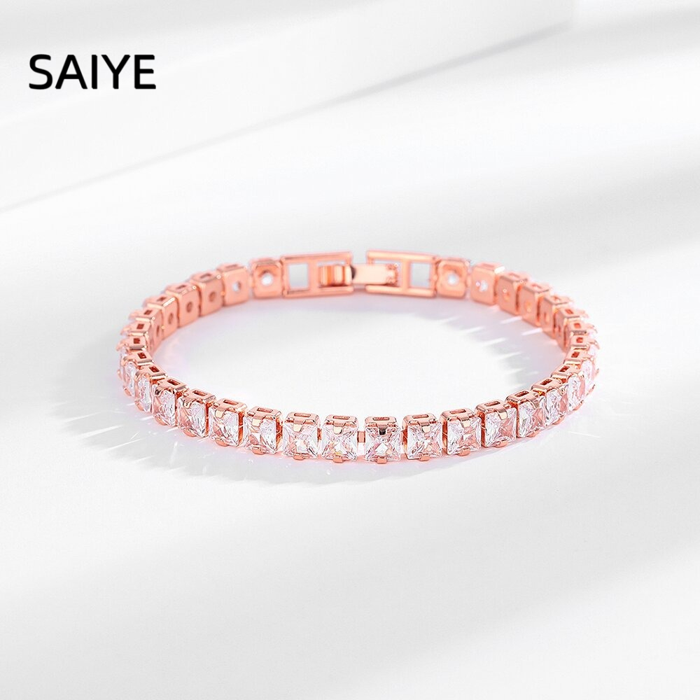 925スターリングシルバーテニスブレスレット、輝くキュービッ - Tennis Bracelet Cubic のレビューと価格