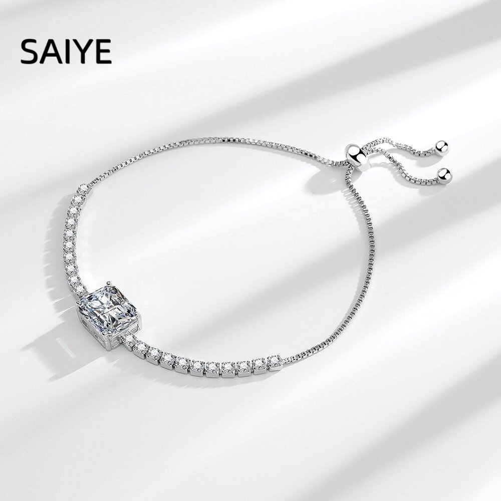 925スターリングシルバー スクエアカット キュービックジル - Tennis Bracelet Cubic のレビューと価格