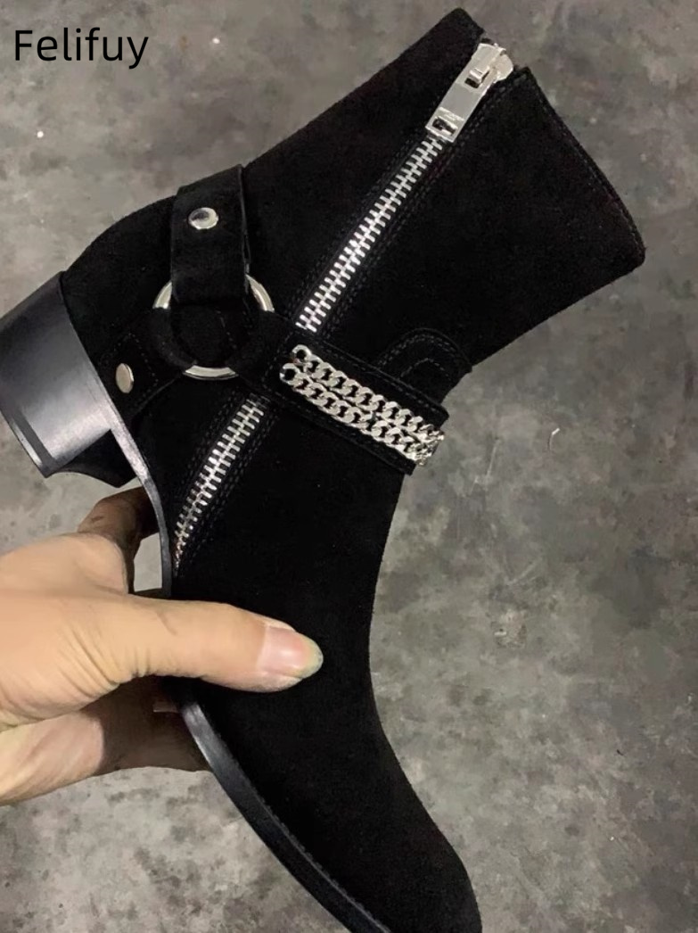 本革のチェルシースタイルのメンズブーツ,ジッパー付きアンクル - Anklet Foot Chain のレビューと価格