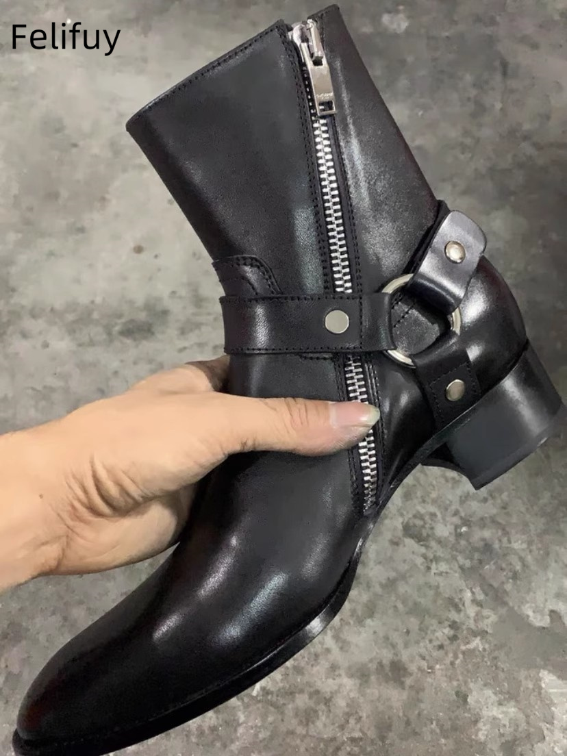 本革のチェルシースタイルのメンズブーツ,ジッパー付きアンクル - Anklet Foot Chain のレビューと価格