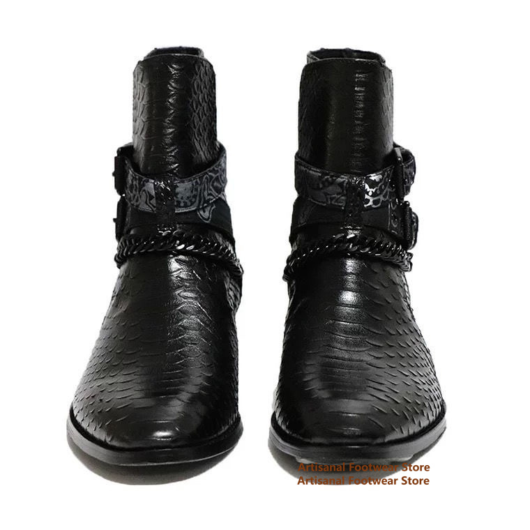 スネークパターンチェルシーブーツメタルチェーンバックルストラ - Anklet Foot Chain のレビューと価格