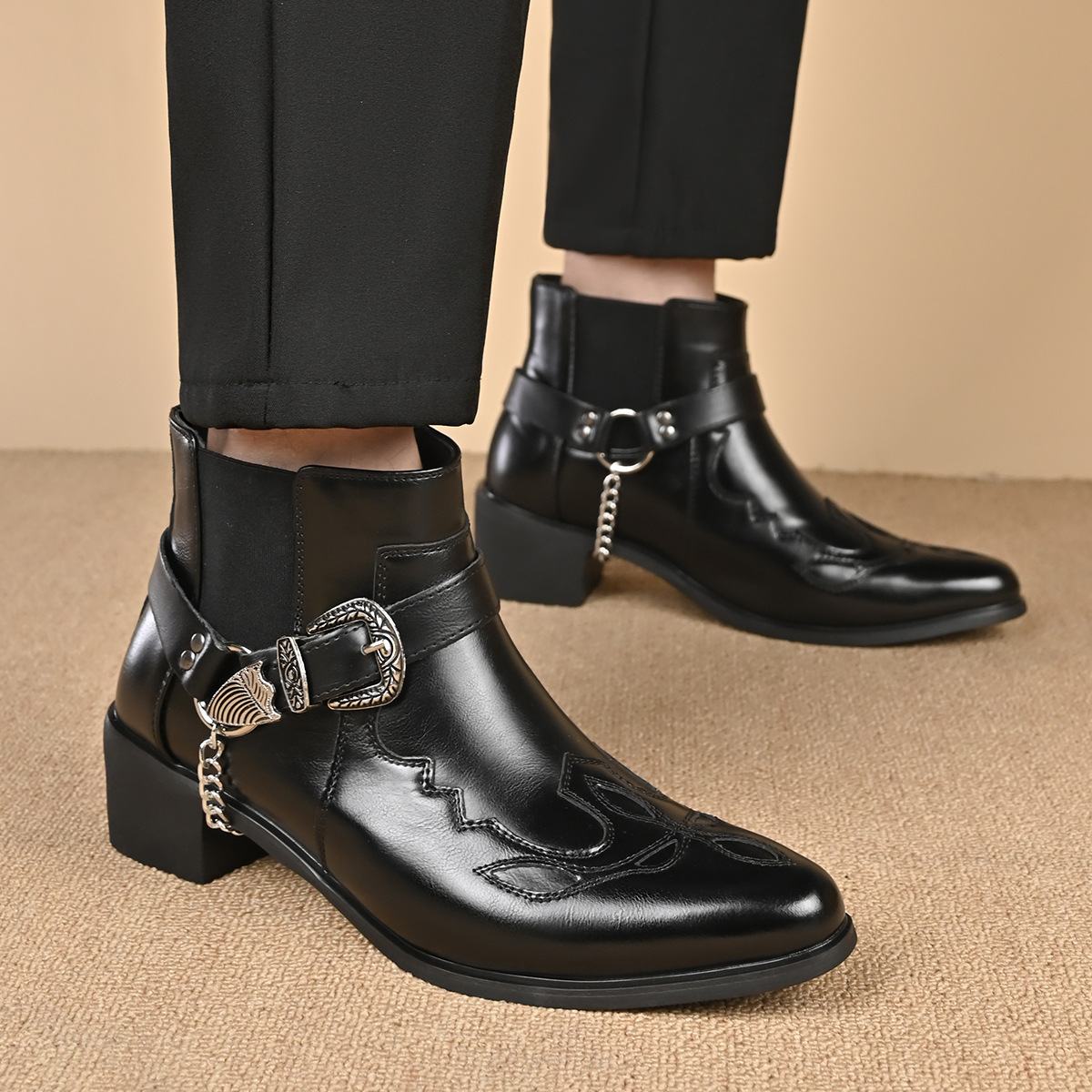 2026年メンズヴィンテージカウボーイブーツ、レザーハイカッ - Anklet Foot Chain のレビューと価格