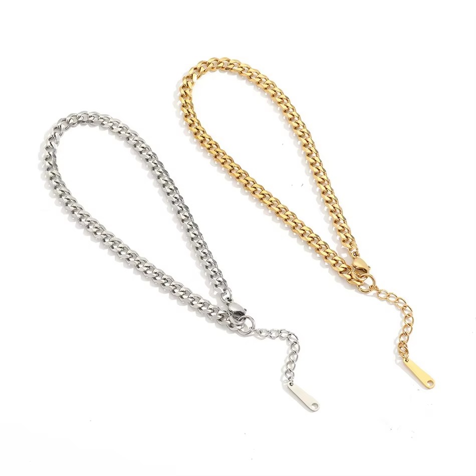 4 ミリメートルステンレス鋼シンプルなキューバチェーンアンク - Anklet Foot Chain のレビューと価格