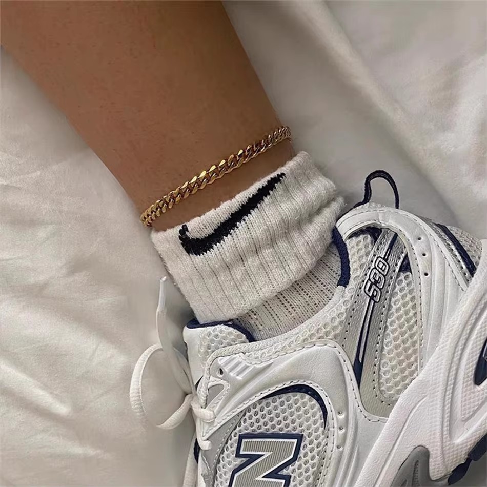 4 ミリメートルステンレス鋼シンプルなキューバチェーンアンク - Anklet Foot Chain のレビューと価格