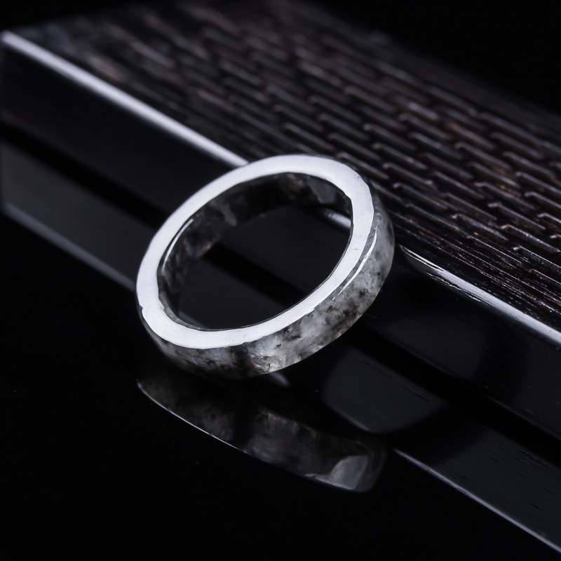 天然A級ビルマ産、黒翡翠アイスタイプリング、男女兼用ジュエリ - Jewelry & Watches Vitopoulos のレビューと価格